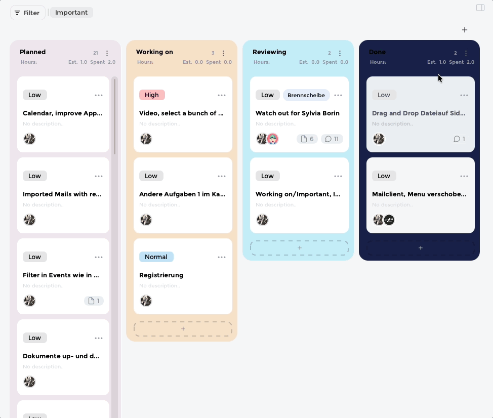 Adding and renaming a Kanban column