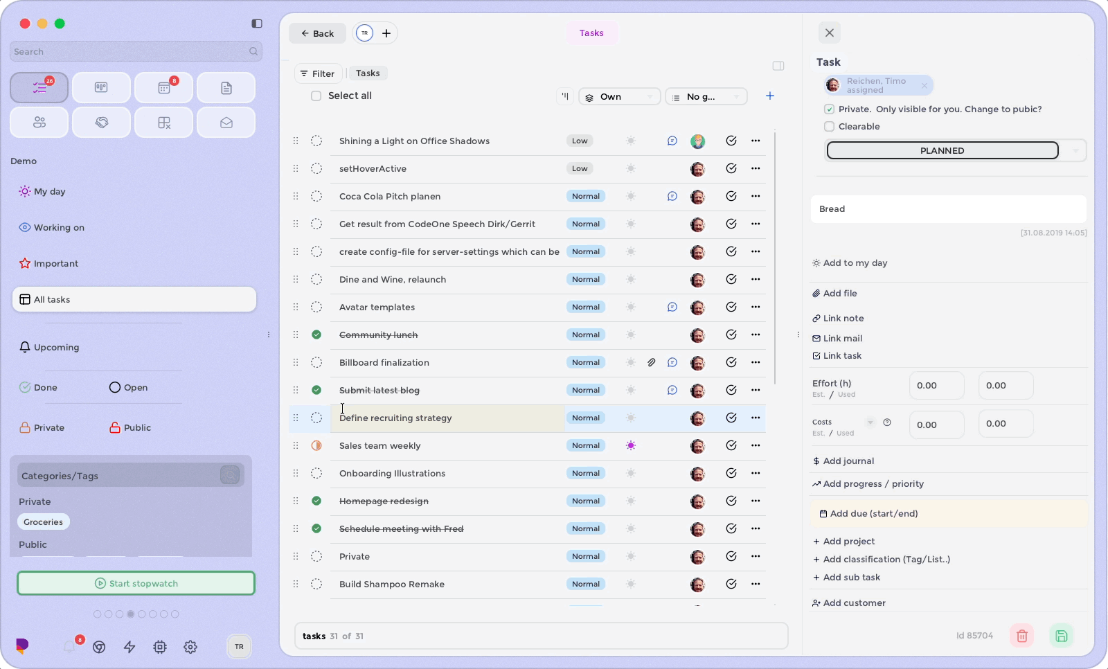 Profiles & Task